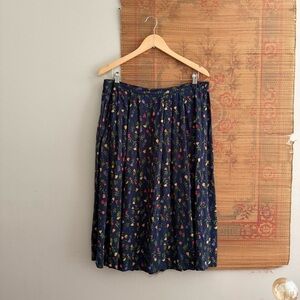 Vintage 90s Floral Pleated Midi Skirt
